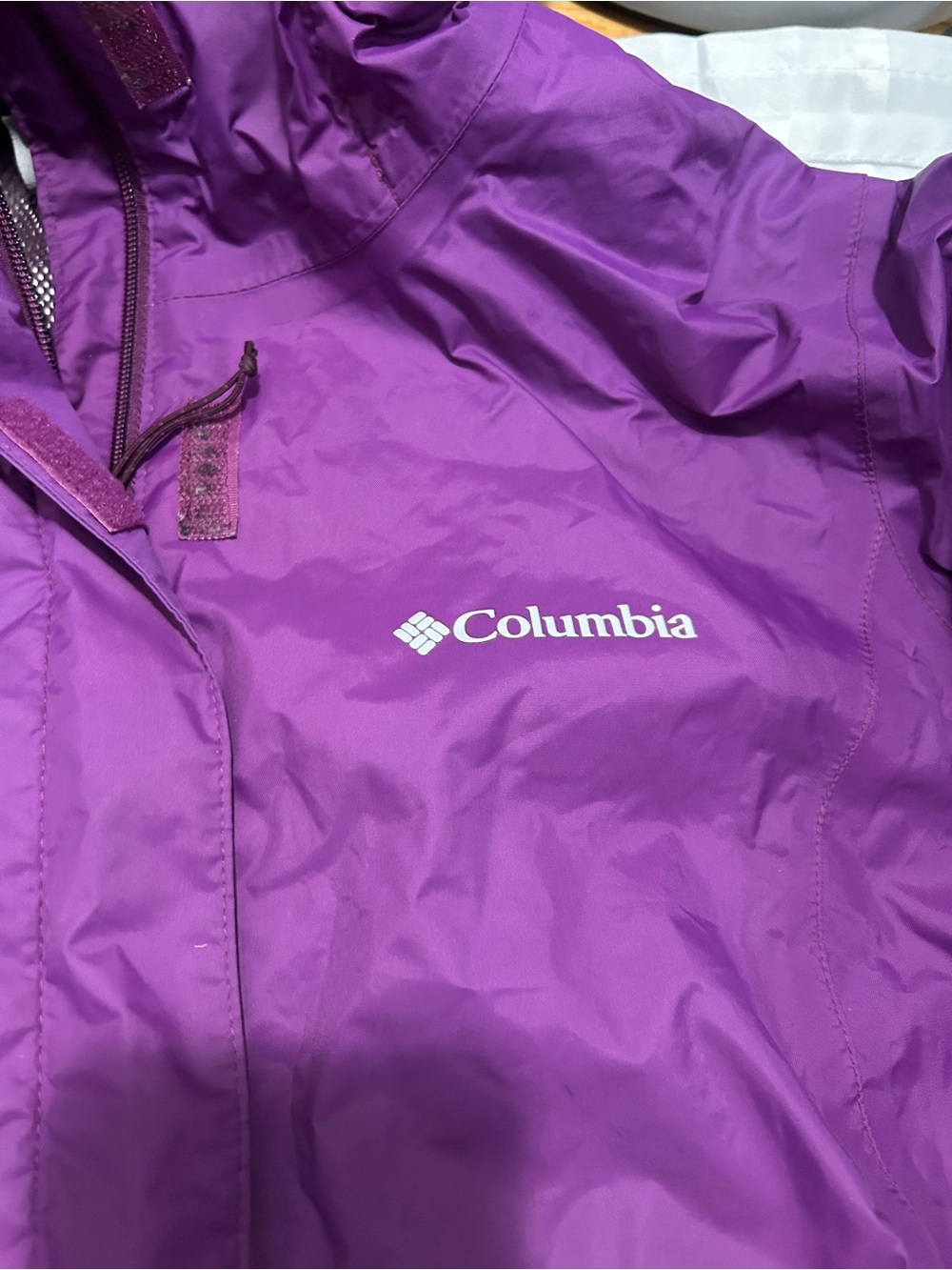 Columbia Women's Bright Purple Hooded Rain Shell - Picture 2 of 6
